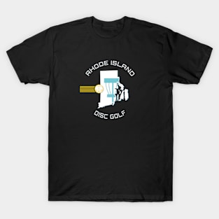 Rhode Island Disc Golf - State Shape Black T-Shirt